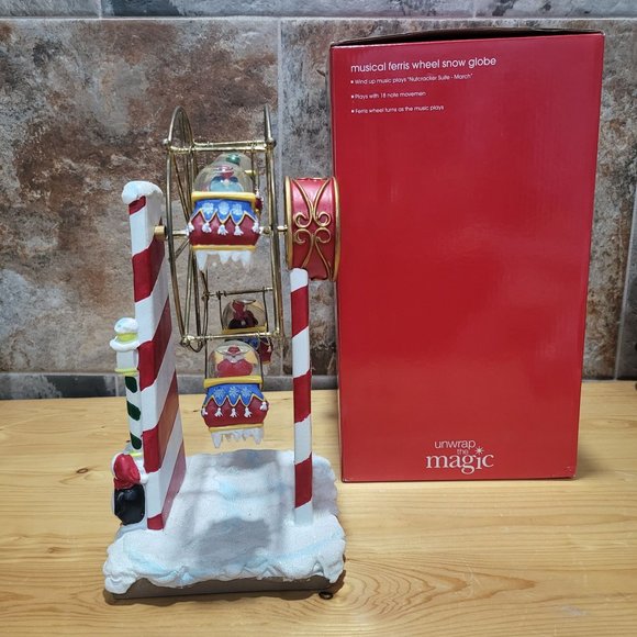 VTG Musical Ferris Wheel Snow Globe Windup Plays Nutcracker Suite March - Picture 2 of 11